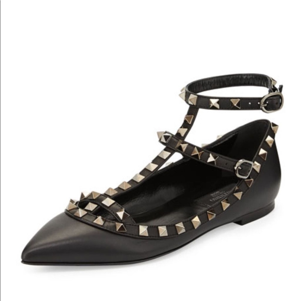 VALENTINO caged rockstud flats in Black